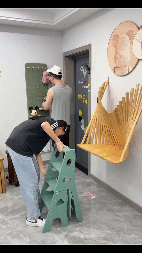 🪑🪜 Smart Living: Foldable Wall Chair & Multi-Use Ladder in Action! 🔧✨ - Image 4