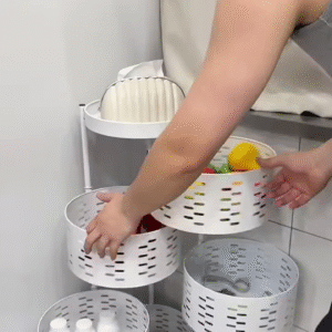 “360° Rotating Storage Rack – Your Home’s Smartest Organizer!”