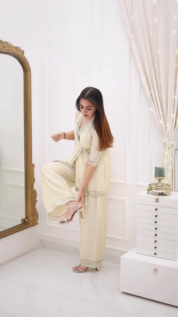 Off-White Dola Silk Designer Co-ord Set - Image 7