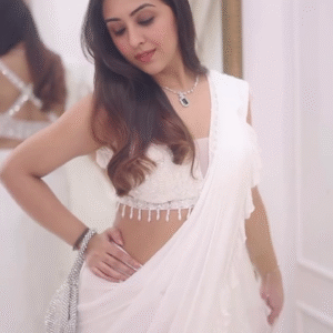 White Silk Ready To Wear Saree With Cut Work Border