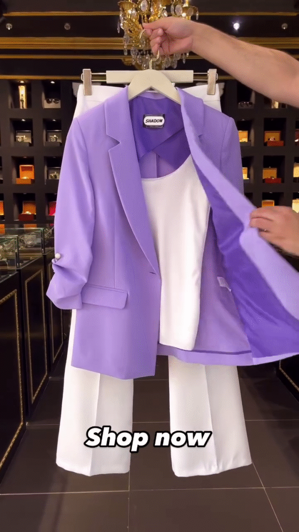 Buy Lavender Blazer Suit for Women - Image 5