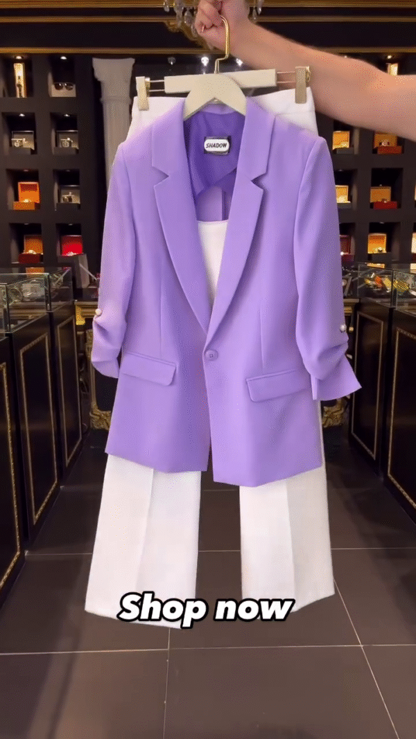 Buy Lavender Blazer Suit for Women - Image 3